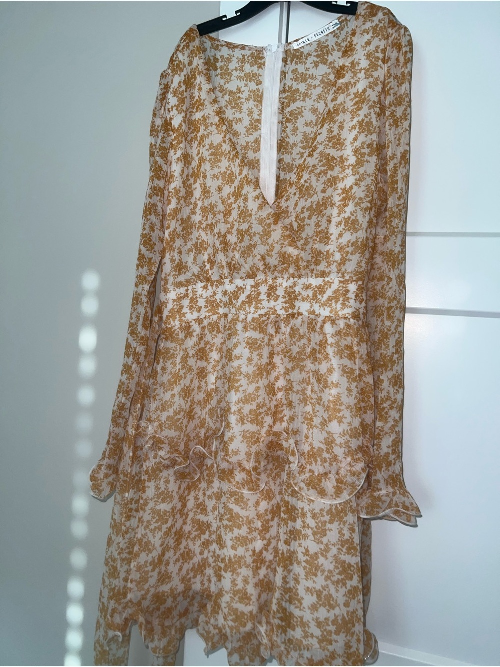 Long-Sleeve Floral Mini Dress in Mustard by Saints +Secrets